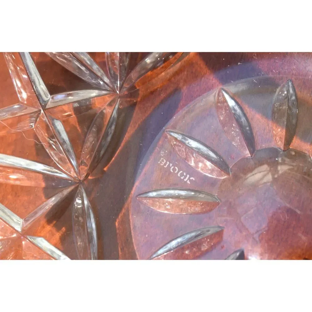 Vintage Block Hand Cut Mouth Blown 24% Lead Crystal Bowl 9